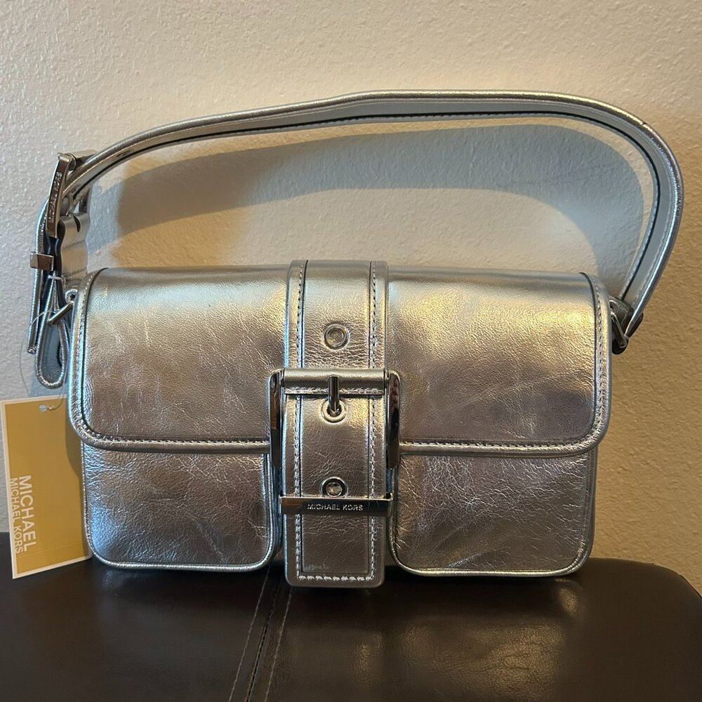 Michael Kors Colby Leather Shoulder Bag Metallic - Picture 2 of 4